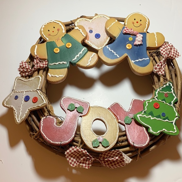 No Label Other - Semi-Handmade Gingerbread Christmas Wreath- with JOY Letters
